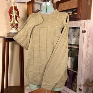 EWM Y2K Classic Beige Minimalist Square pattern Texture Knit Sweater